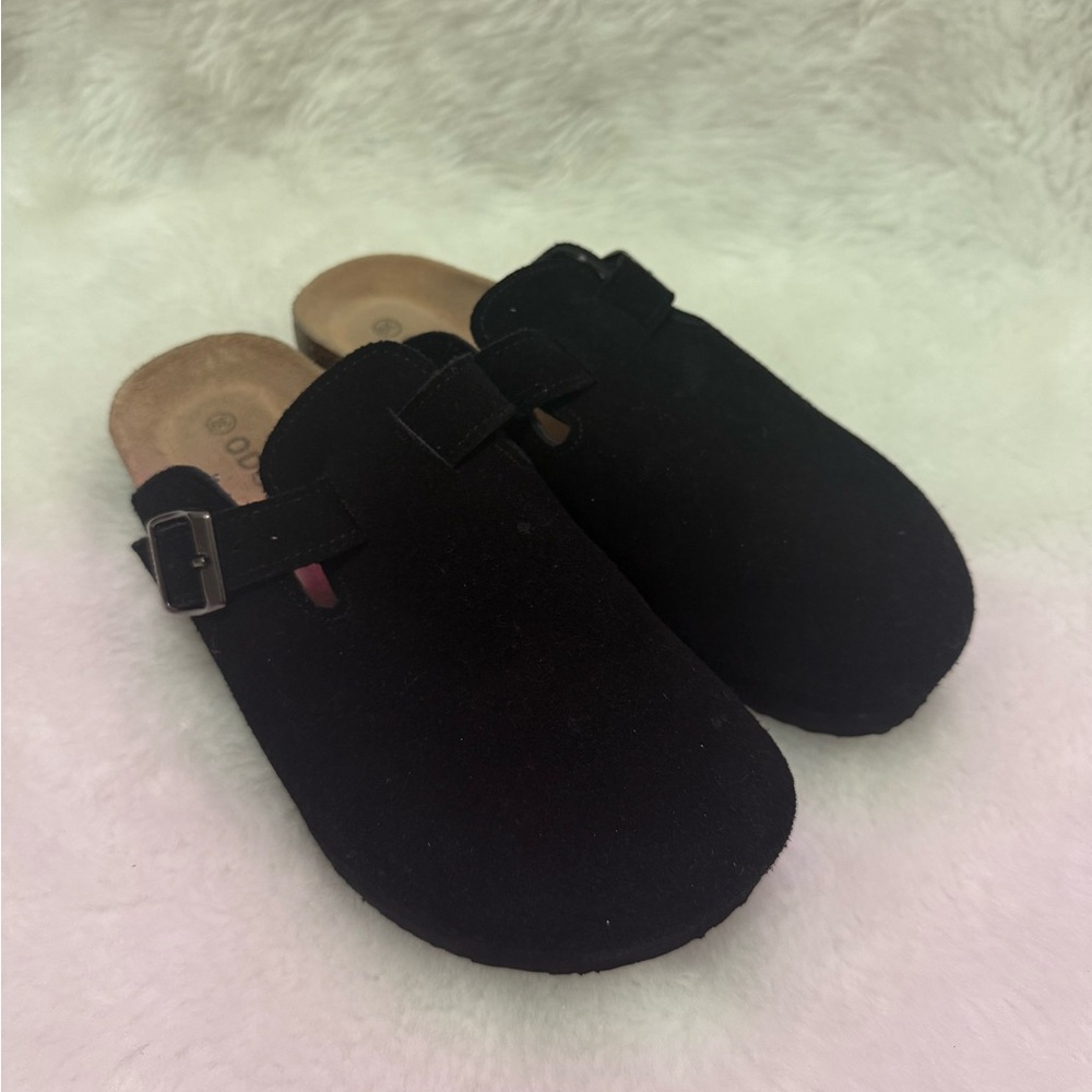 black suede birkenstock clog dupes from Amazon! size 8